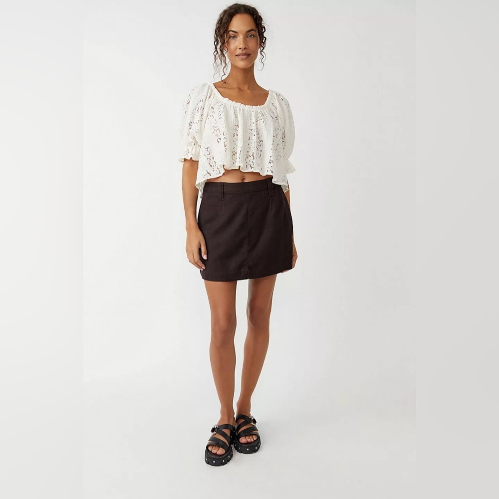 NWOT - Free People Can't Blame Me Mini Skirt in Brown - Size XS